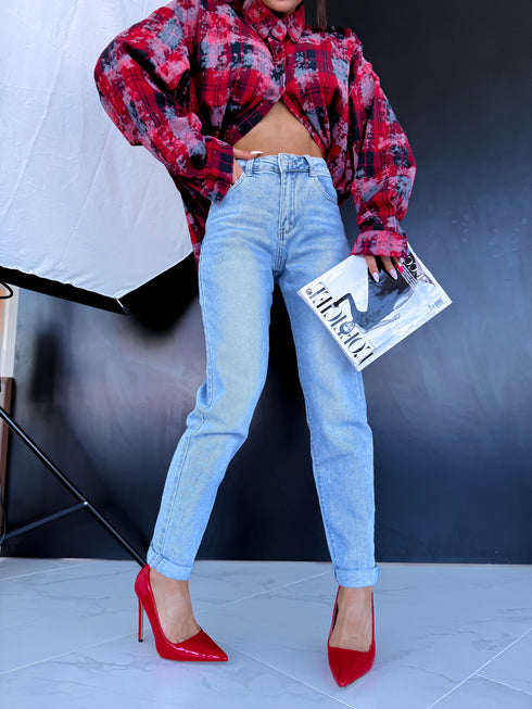 MOM STRETCH pants "NEPTUNE" - LIGHT BLUE AT133-37